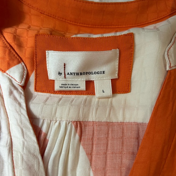 ANTHROPOLOGIE Tiered Buttondown Maxi Dress Orange Motif L‎ - Picture 8 of 16